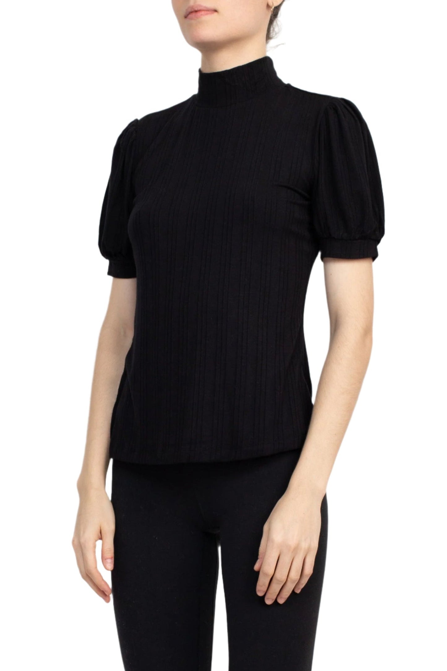 Philosophy Mock Neck Short Sleeve Top-1