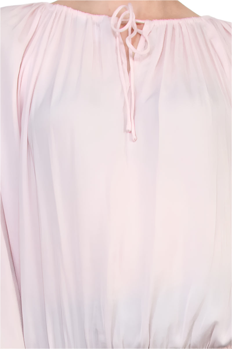 CounterParts Tie Round Neckline Long Sleeves Elastic Cuffs Blouse-3