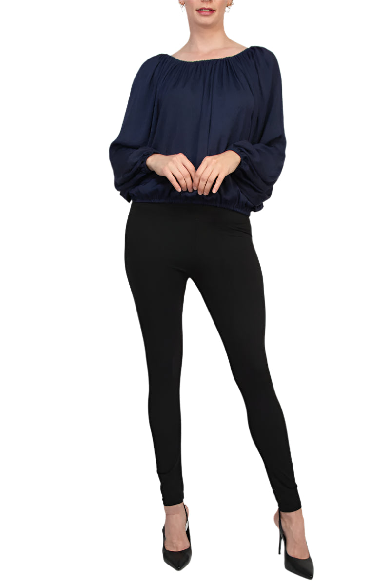 CounterParts Tie Round Neckline Long Sleeves Elastic Cuffs Blouse-5