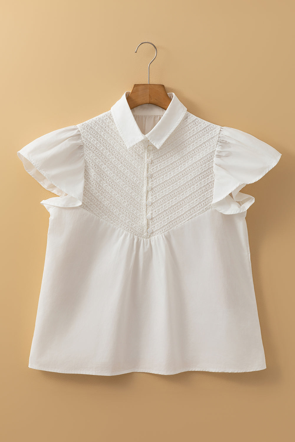 Noor Half Button Lace Flutter Sleeve Blouse-3