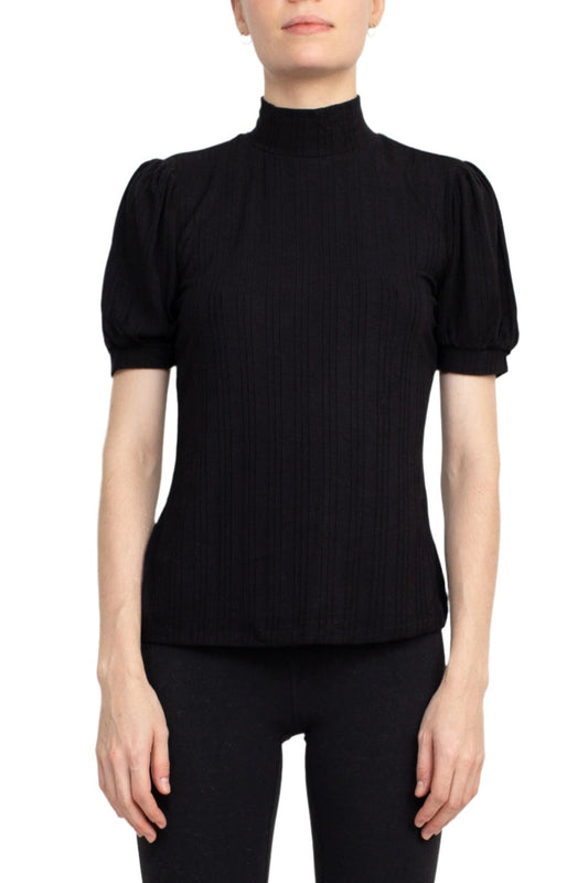 Philosophy Mock Neck Short Sleeve Top-0